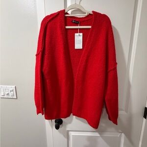 Cozy Red Open-Front Sweater